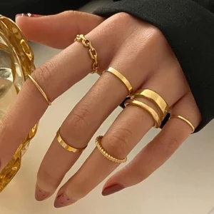 7pcs Random Minimalist Twist Open Metal Knuckle Rings Set For Women