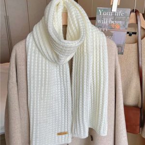 30.3.jpg 1pc Women's Solid Color Thick Knitted Knit Scarf Neck Warmer, Suitable For Winter Outfits Casual