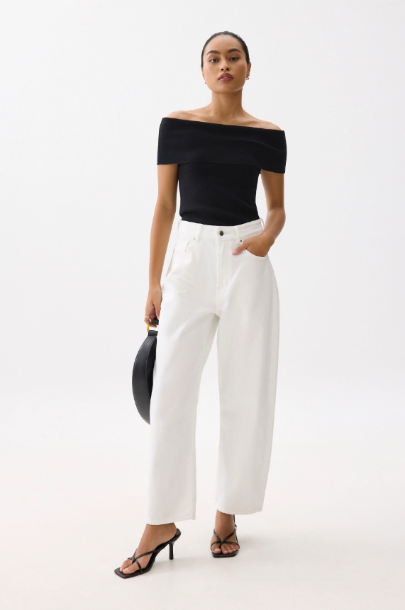 Fitted Off Shoulder Knit Top