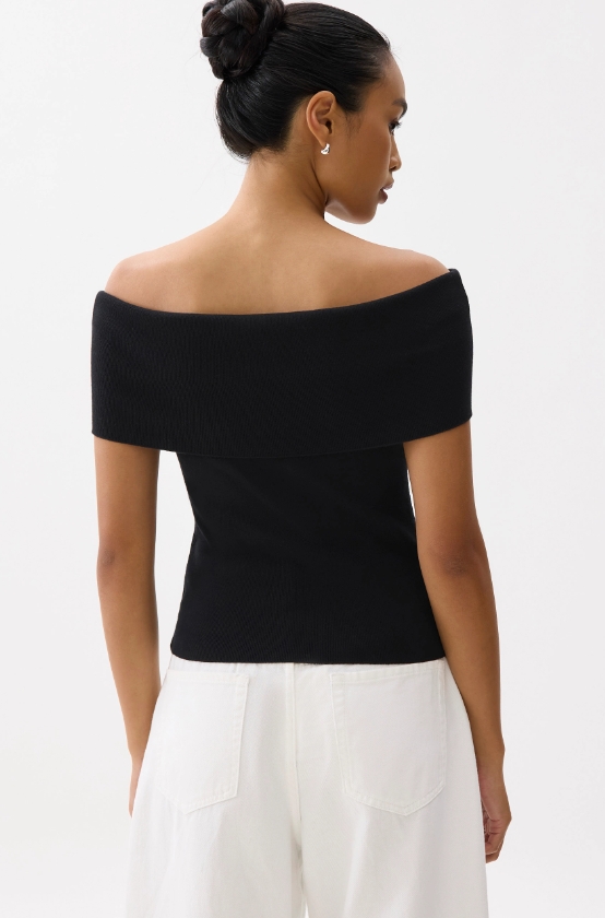 Fitted Off Shoulder Knit Top - Image 2