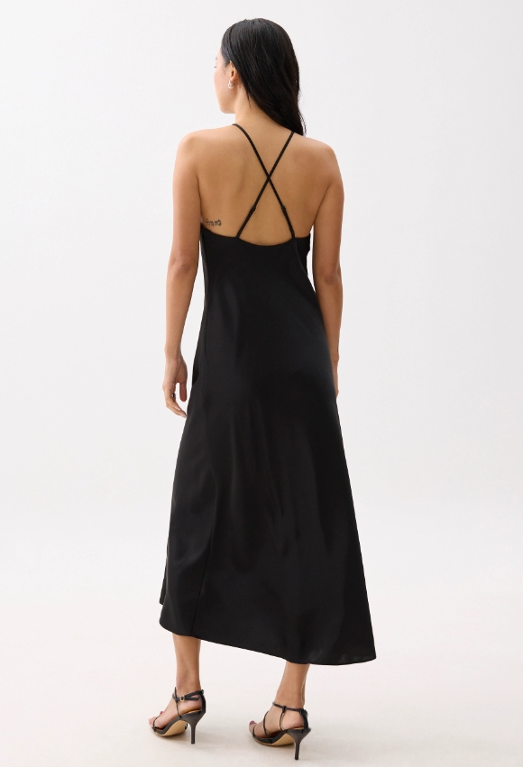 Padded Satin Halter Neck Maxi Dress - Image 2