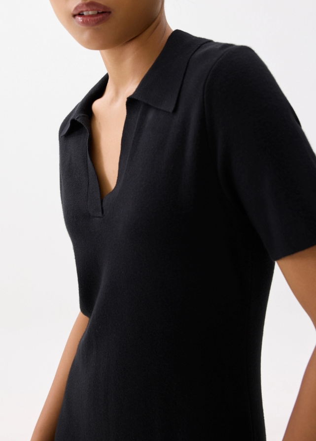 Collared Knit Shift Mini Dress - Image 4