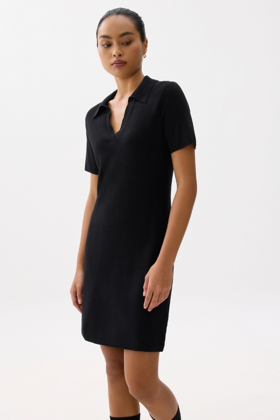 Collared Knit Shift Mini Dress - Image 3
