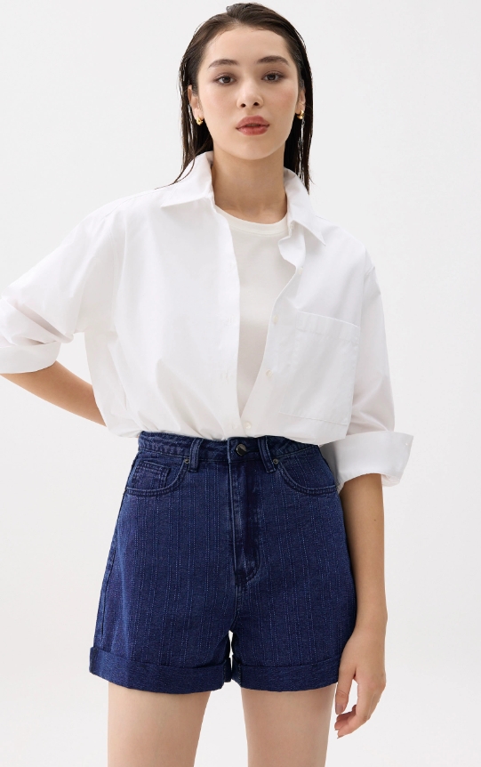 High Waist Denim A-line Shorts