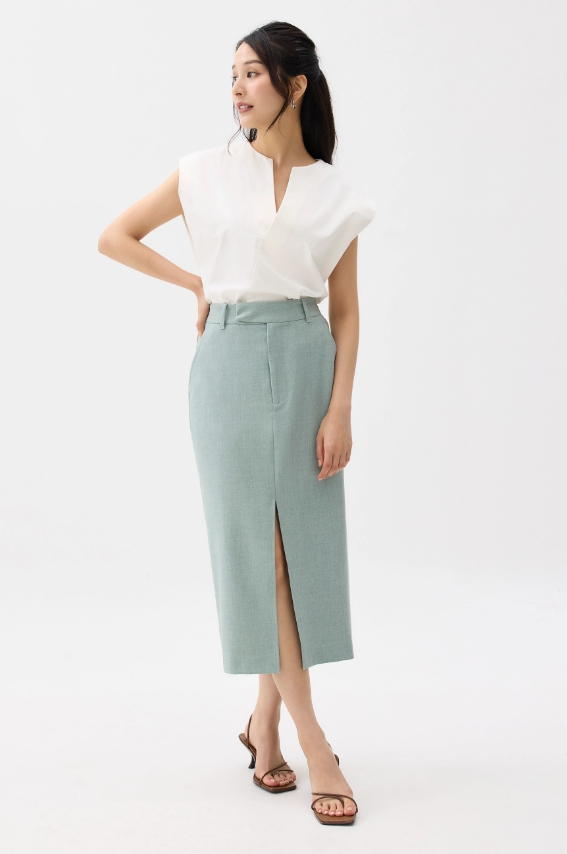 Tailored Column Midi Skirt