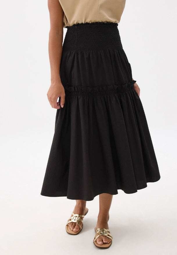 High Waist Tiered A-line Maxi Skirt - Image 4