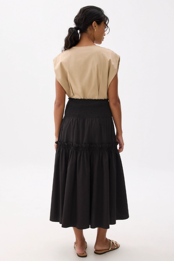 High Waist Tiered A-line Maxi Skirt - Image 2
